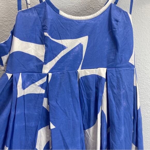 Anthropologie Abstract Leaf Maxi Dress Blue and White Coastal - Picture 10 of 15